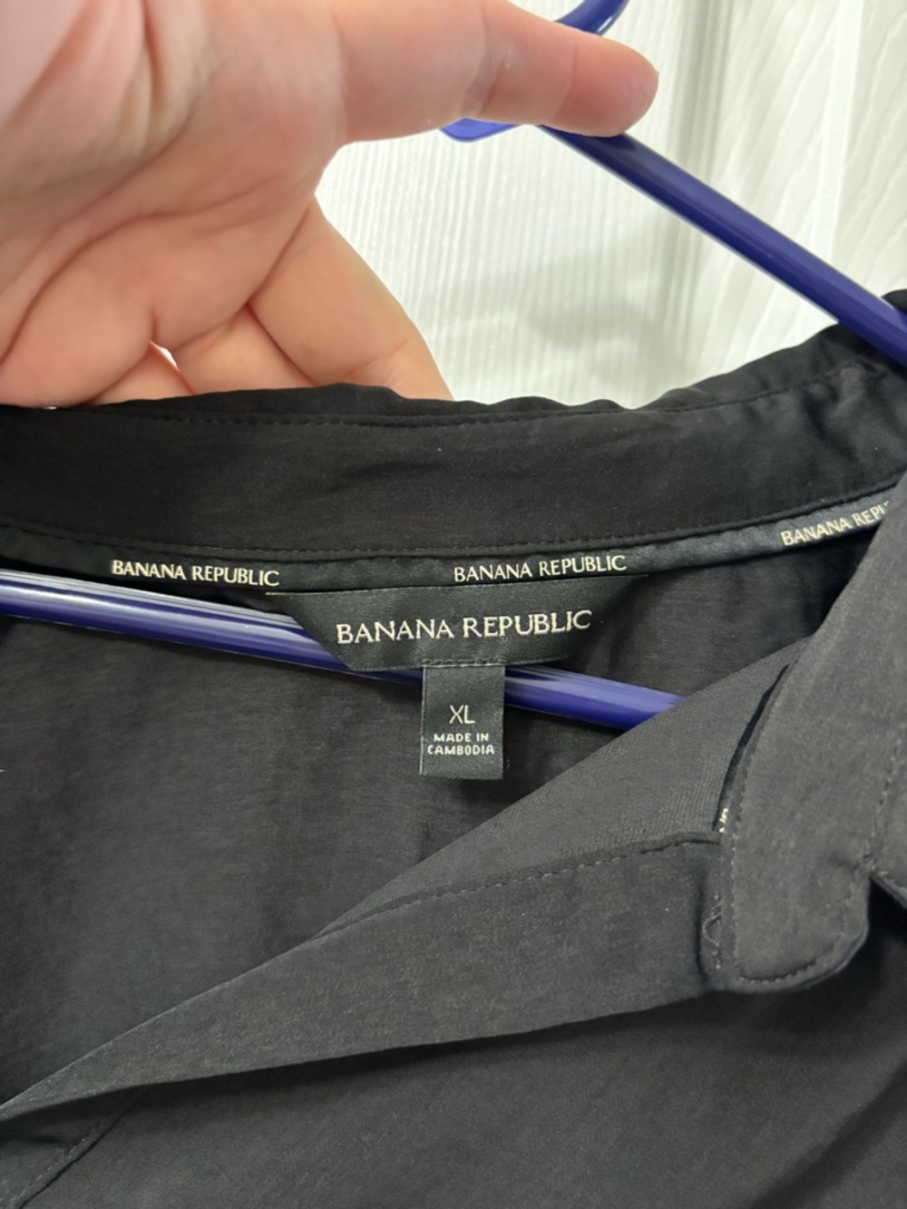 Banana Republic Black Long-Sleeve V-Neck Collared Blouse Women’s Size XL - Picture 8 of 8